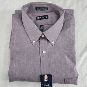 CHAPS Men's Classic Fit Wrinkle Free Light Purple Dress Shirt 17.5‎ NEW Office